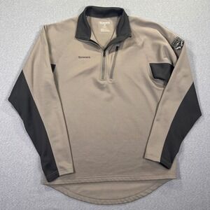 Simms 1/4 Zip Pullover Mens Small Brown Fleece Outdoors Pockets Bighorn Lodge